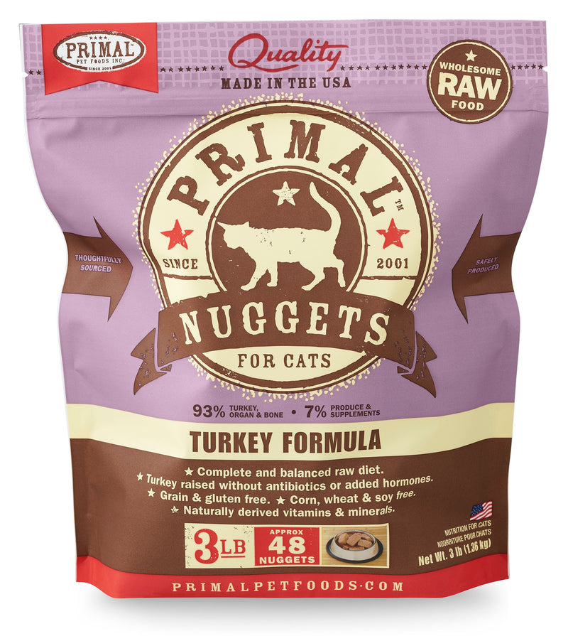 Primal Cat Turkey Nuggets 3lb-Four Muddy Paws