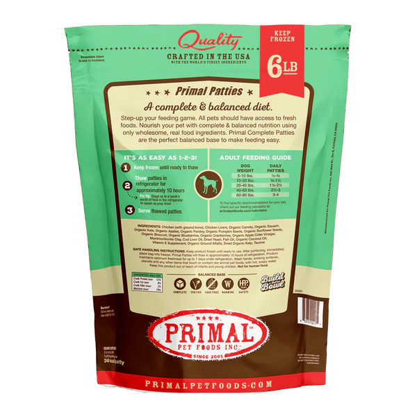 Primal Chicken Patty 6lb-Four Muddy Paws