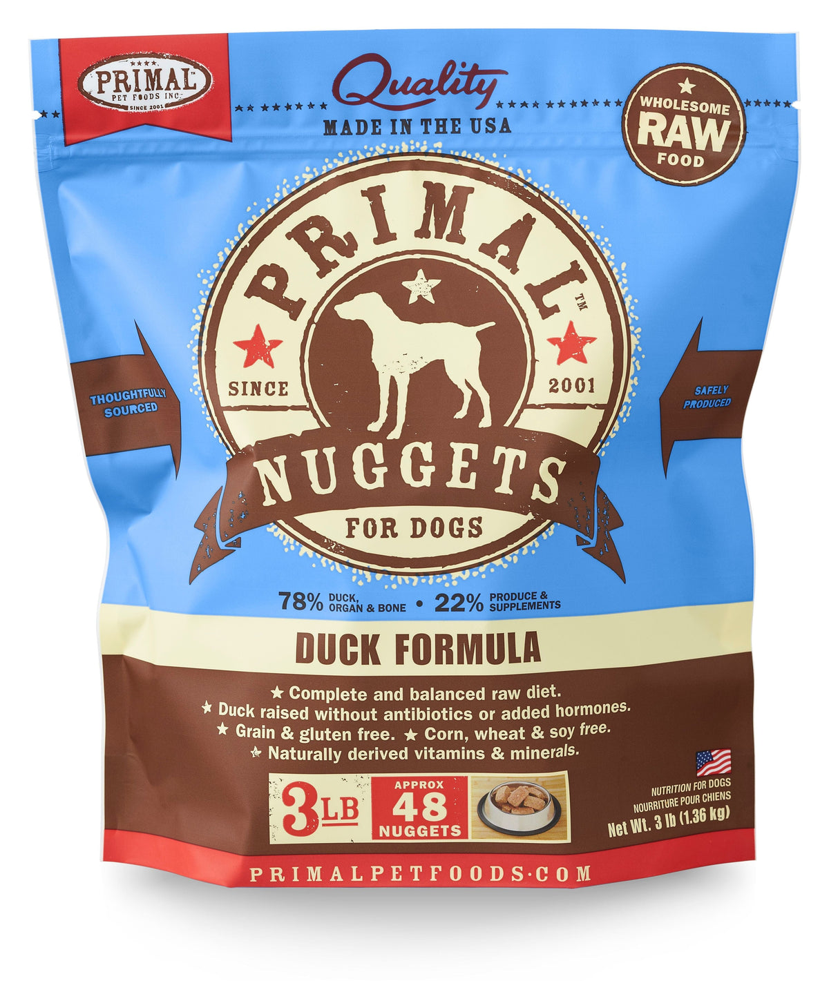 Primal Duck Nuggets 3lb-Four Muddy Paws