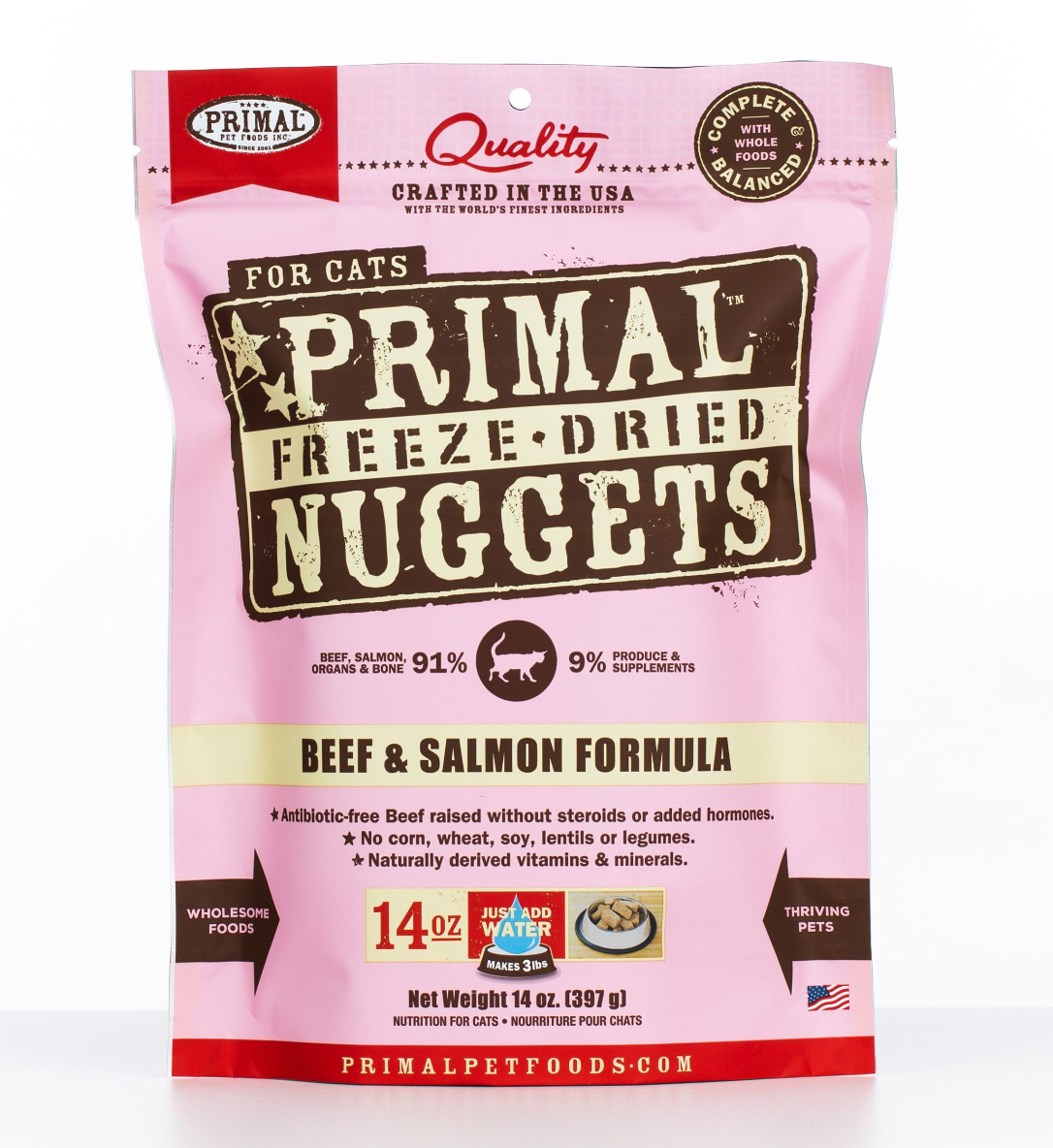 Primal Feline Freeze Dry Beef/Salmon Nuggets 5.5oz-Four Muddy Paws