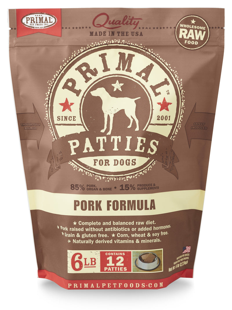 Primal Pork Patties 6lbs-Four Muddy Paws