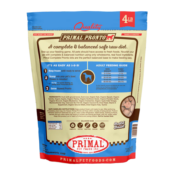 Primal Pronto Dog Duck 4lb-Four Muddy Paws
