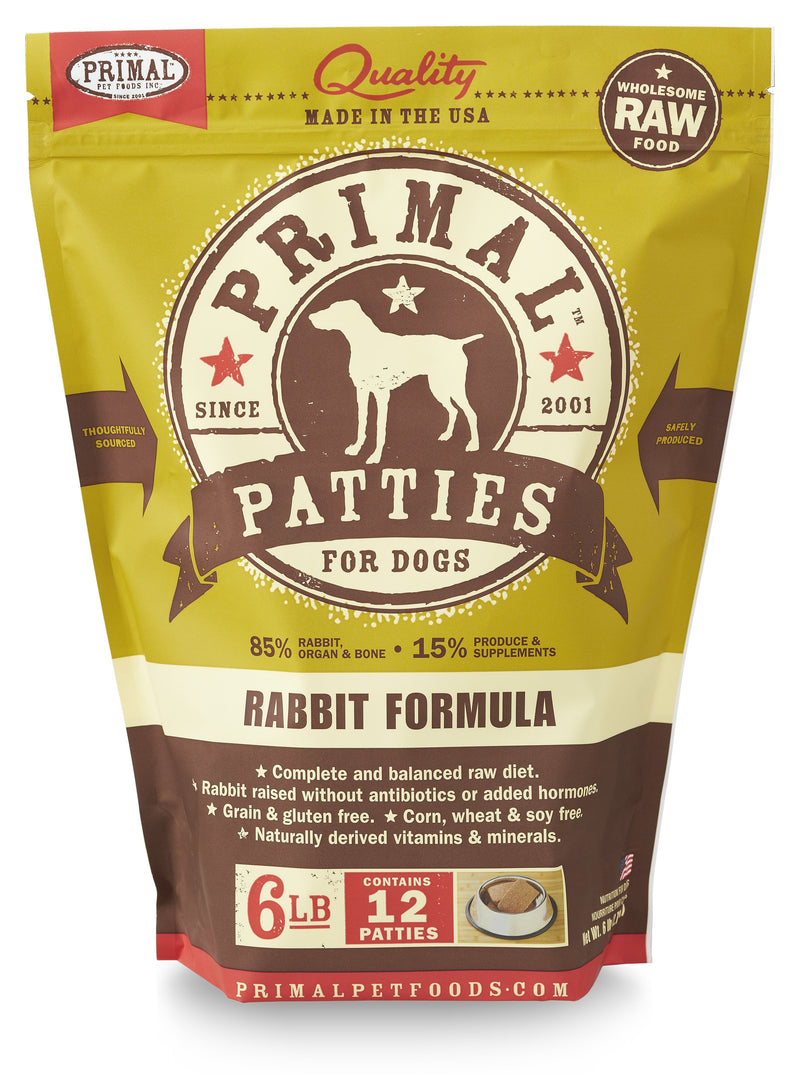 Primal Rabbit Patty 6lb-Four Muddy Paws