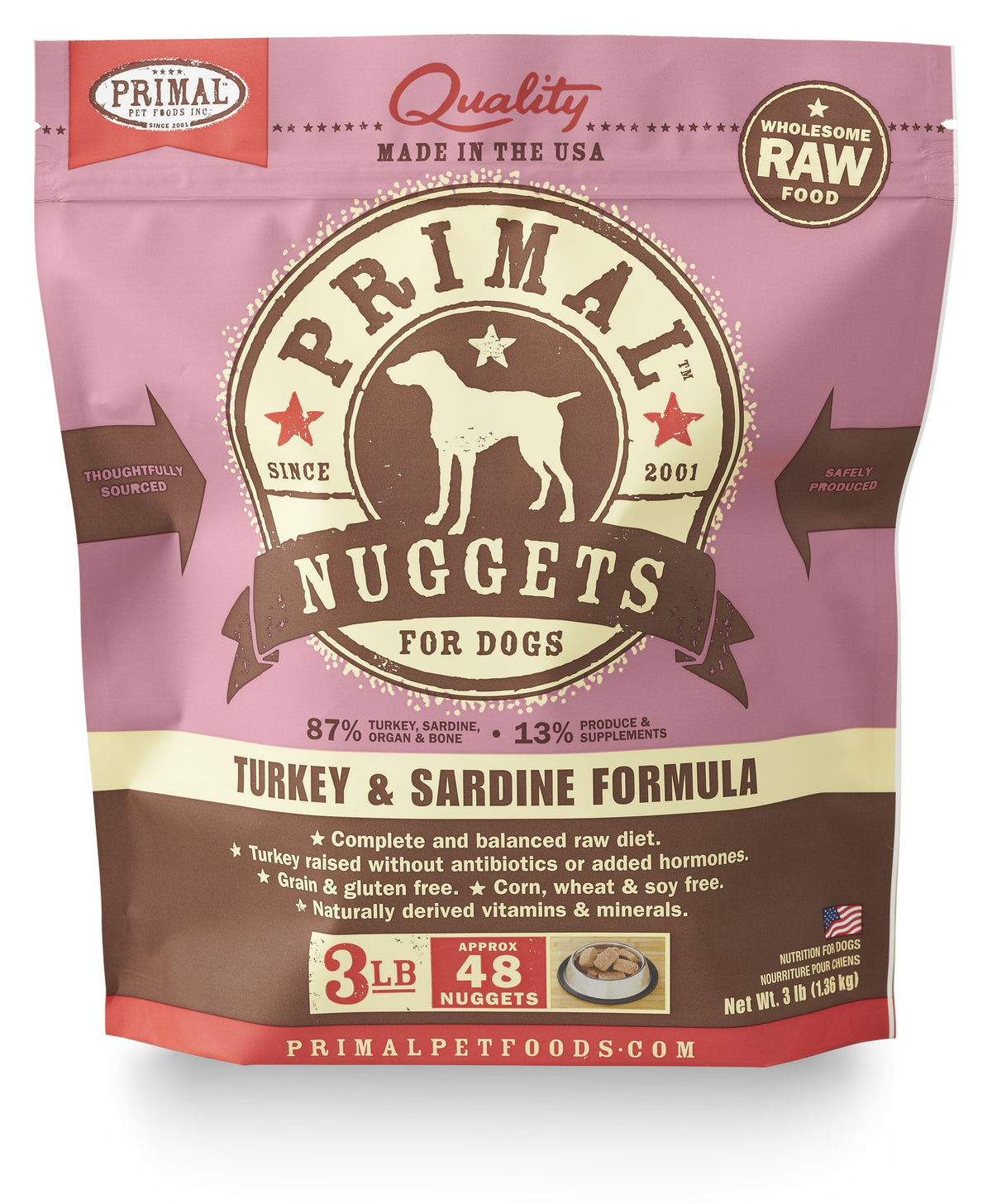 Primal Turkey/Sardine Nuggets 3lb-Four Muddy Paws