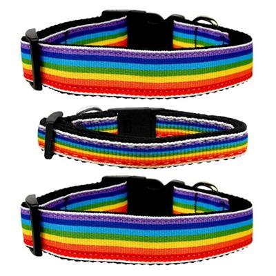 Rainbow Striped Collars and Leads-Four Muddy Paws