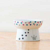 Raised Cat Food Bowl Colorful Dots Regular-Four Muddy Paws