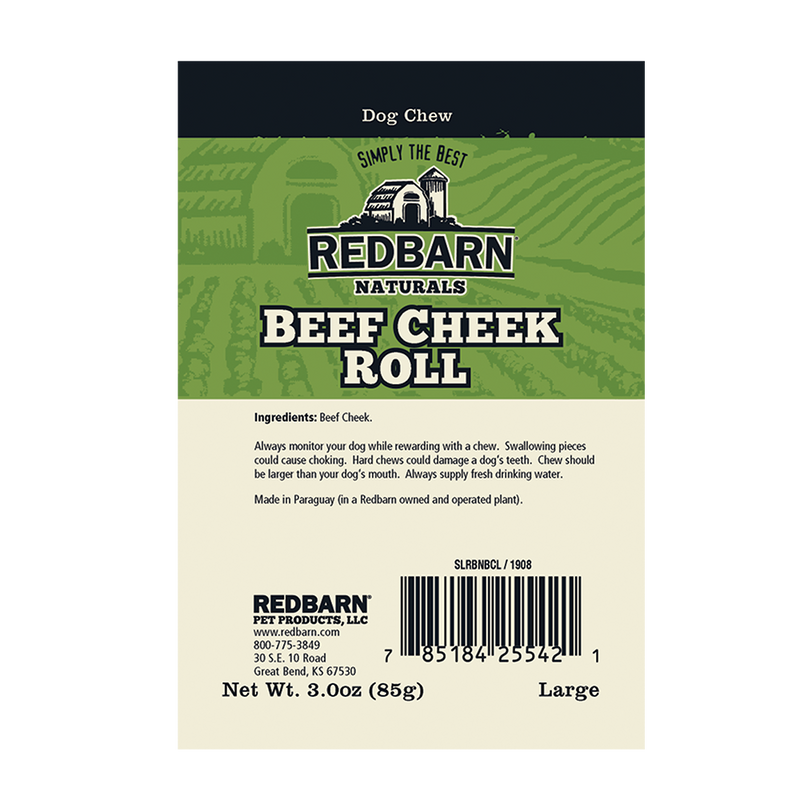 Red Barn Dog Beef Cheek Roll Large-Four Muddy Paws