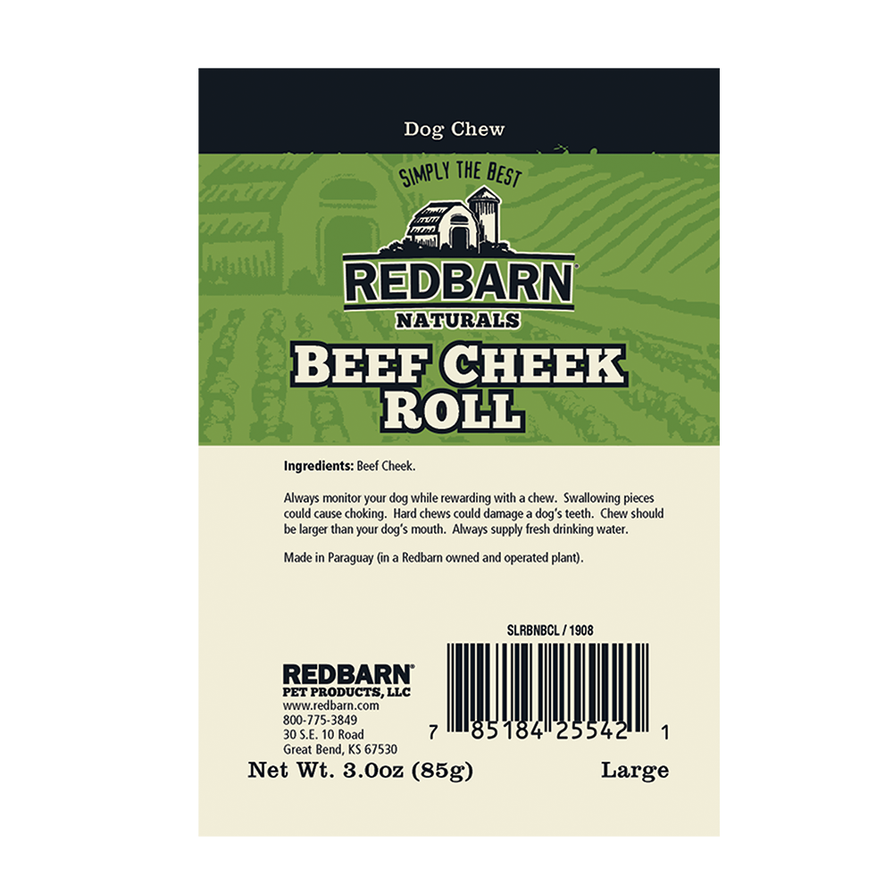 Red Barn Dog Beef Cheek Roll Large-Four Muddy Paws