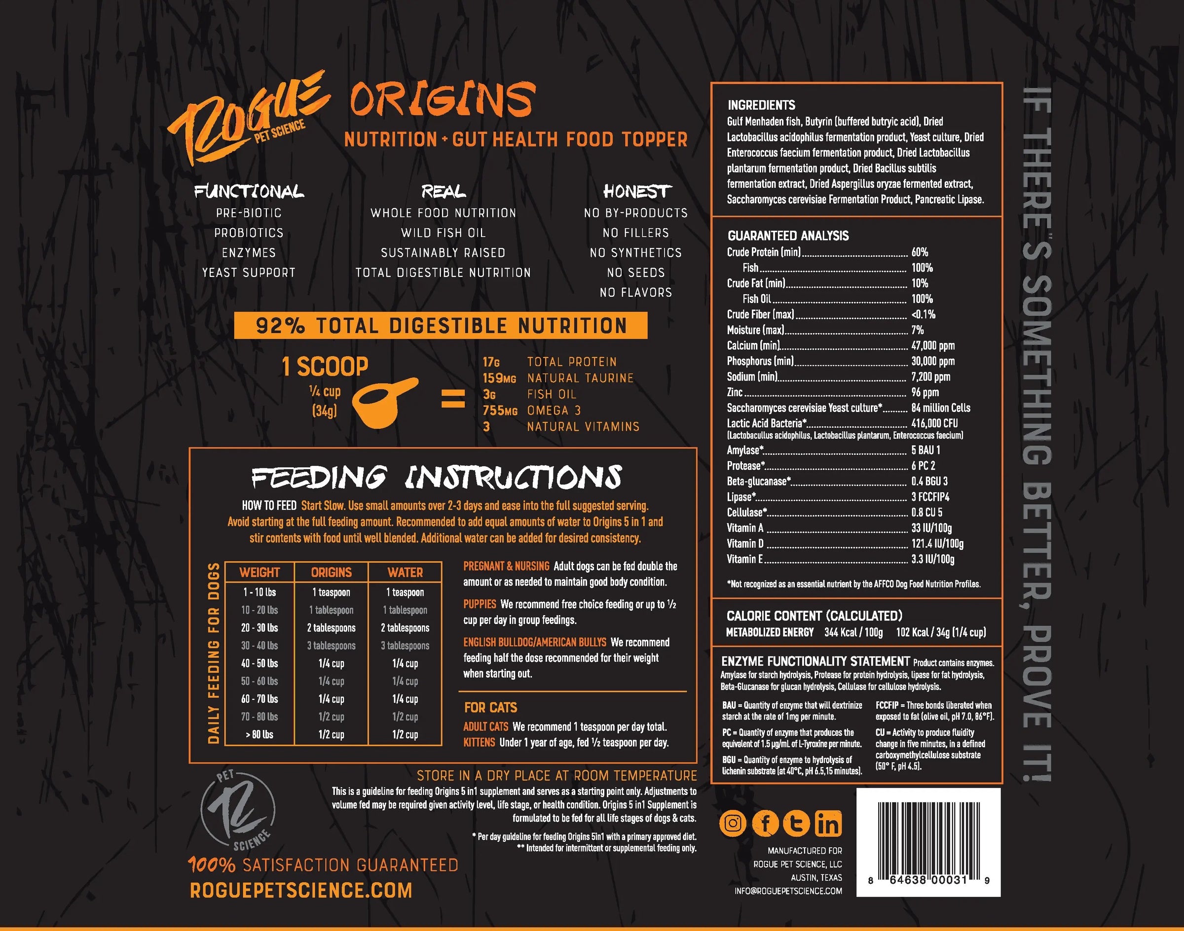 Rogue Origins Canine 5 in 1 Supplement 1/2lb-Four Muddy Paws