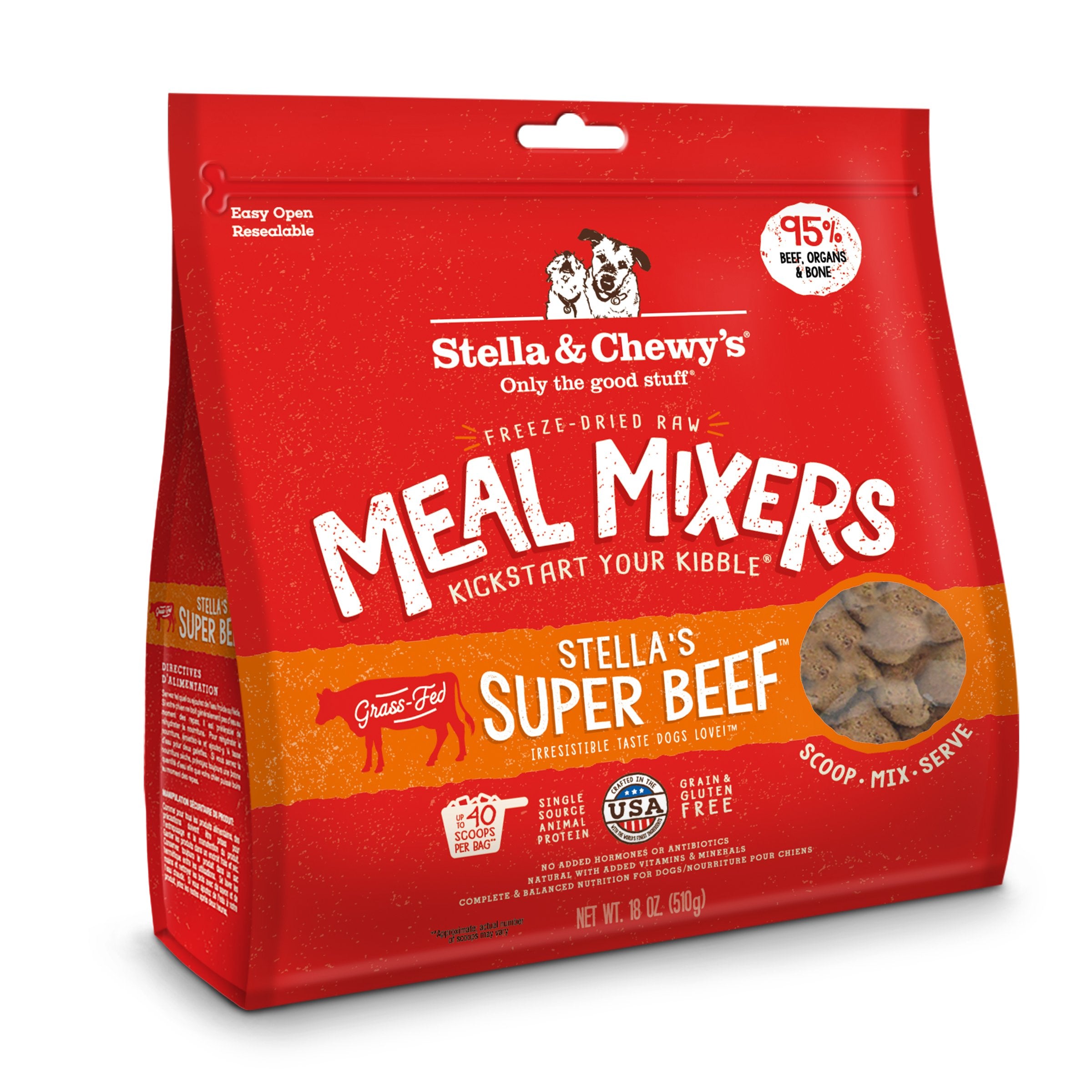 STELLA AND CHEWY'S MEAL MIXERS FREEZE DRIED BEEF 18oz-Four Muddy Paws