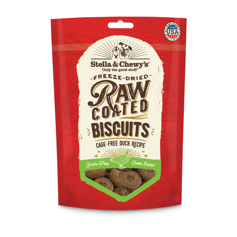 STELLA AND CHEWY'S RAW COATED DUCK BAKED DOG BISCUIT 9oz-Four Muddy Paws