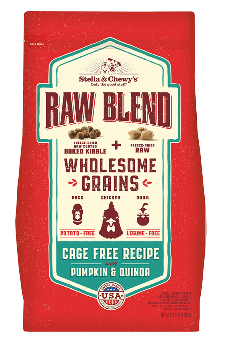 STELLA AND CHEWY'S WHOLESOME GRAIN RAW BLEND CAGE FREE 22lbs-Four Muddy Paws