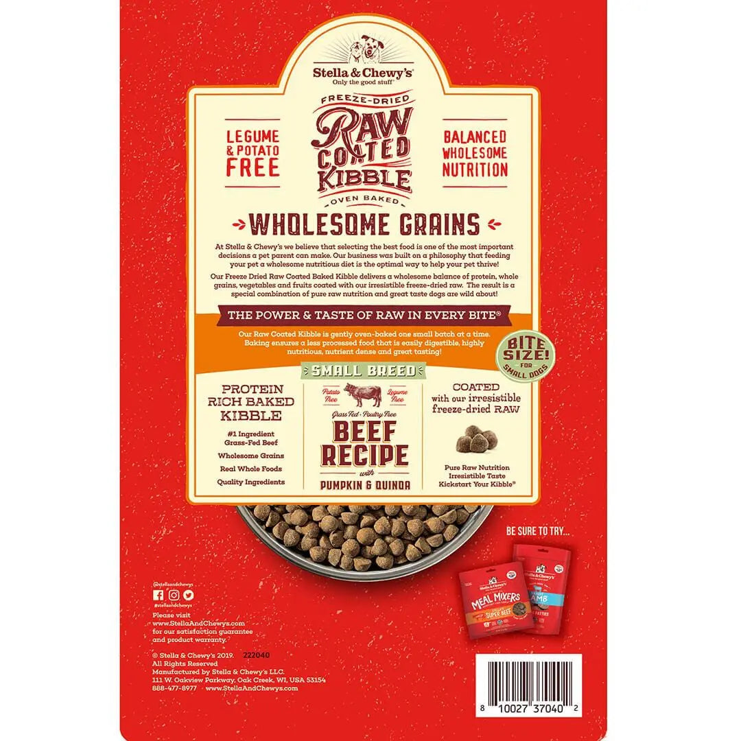 STELLA AND CHEWY'S WHOLESOME GRAIN RAW COATED SMALL BREED BEEF BLEND 10LB-Four Muddy Paws