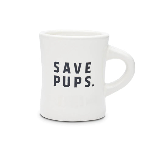 Save Pups. Diner Mug 10oz-Four Muddy Paws
