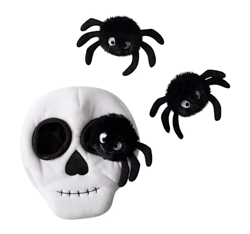 Skull with Spiders Plush Dog Toy-Four Muddy Paws