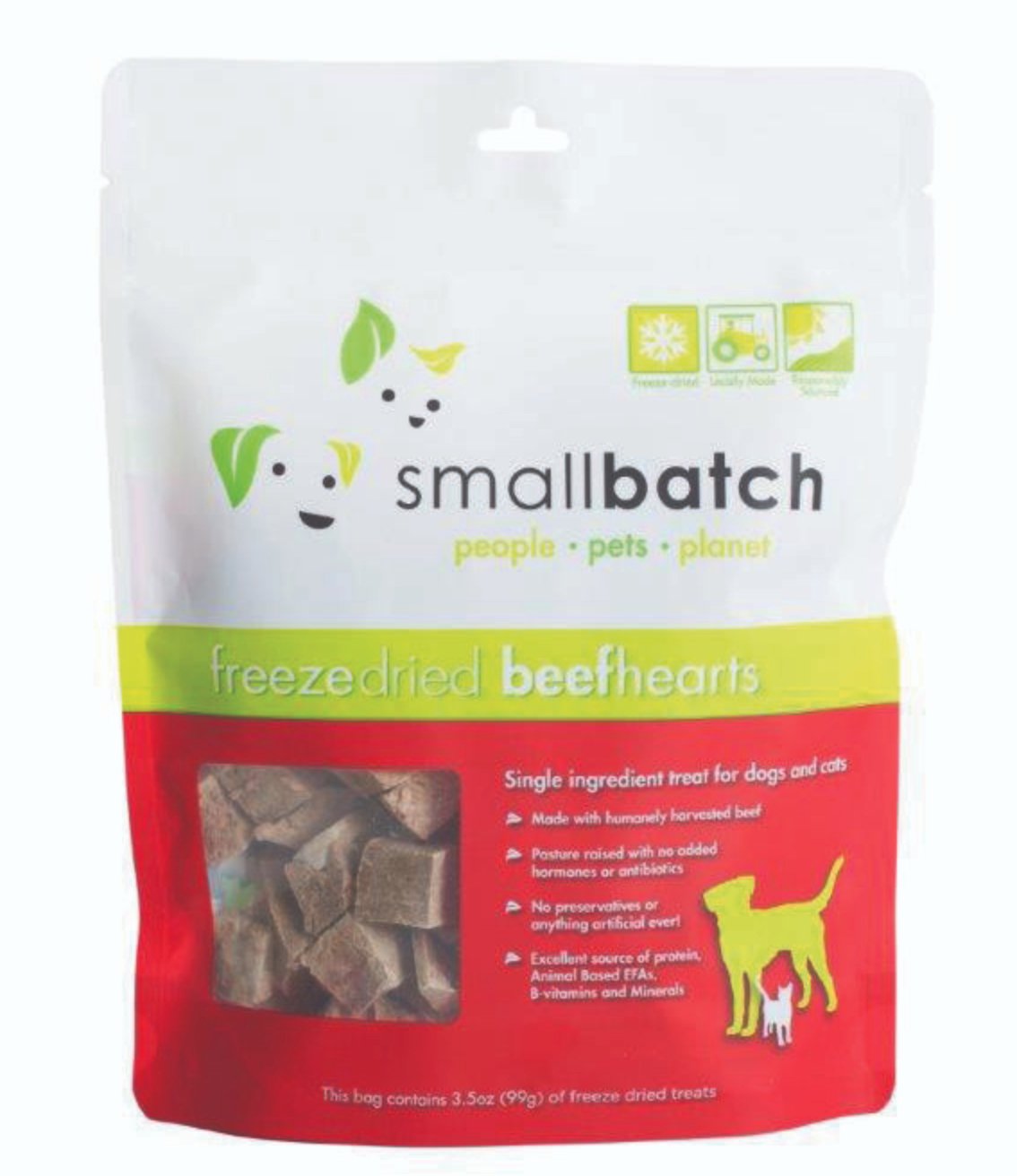 Smallbatch Dog Cat Freeze-Dried Beef Heart Treat 3.5oz-Four Muddy Paws