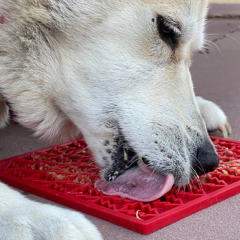 SodaPup TPE Emat "Peace" Tree Design Lick Mat Red-Four Muddy Paws