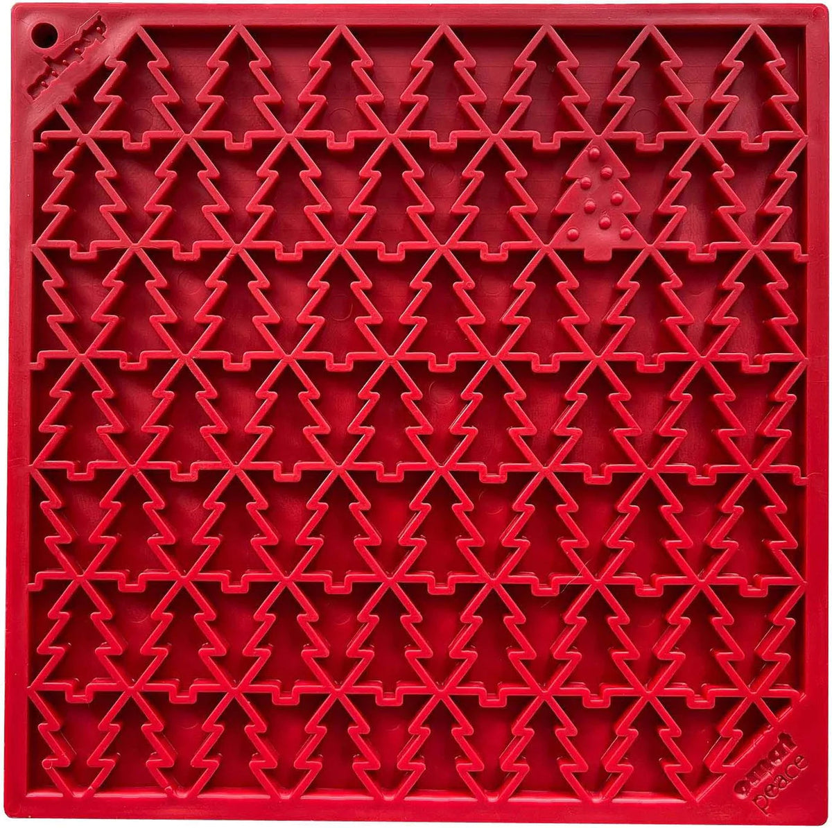 SodaPup TPE Emat "Peace" Tree Design Lick Mat Red-Four Muddy Paws