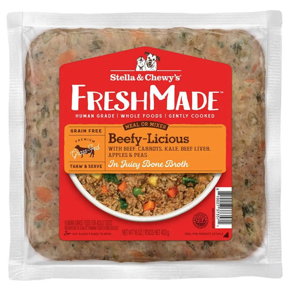 Stella & Chewy's Freshmade Beefy-Licious Gently Cooked Dog Food 16oz-Four Muddy Paws