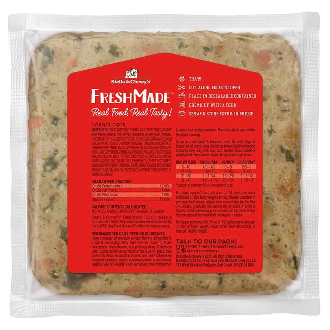 Stella & Chewy's Freshmade Gobblin' Good Turkey Gently Cooked Dog Food 16oz-Four Muddy Paws