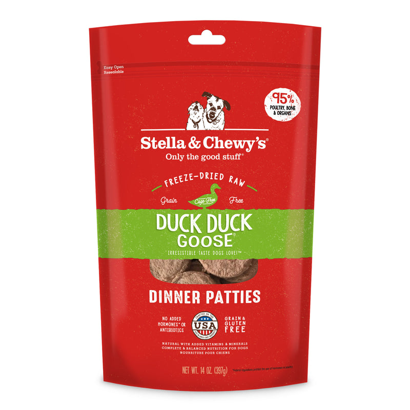 Stella and Chewy's Freeze Dried Duck Duck Goose Patties 14oz-Four Muddy Paws