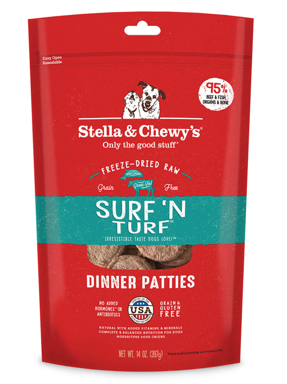 Stella and Chewy's Freeze Dried Surf & Turf Patties 25OZ-Four Muddy Paws