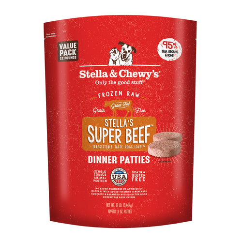 Stella and Chewy's Frozen Beef Patties 12lb-Four Muddy Paws