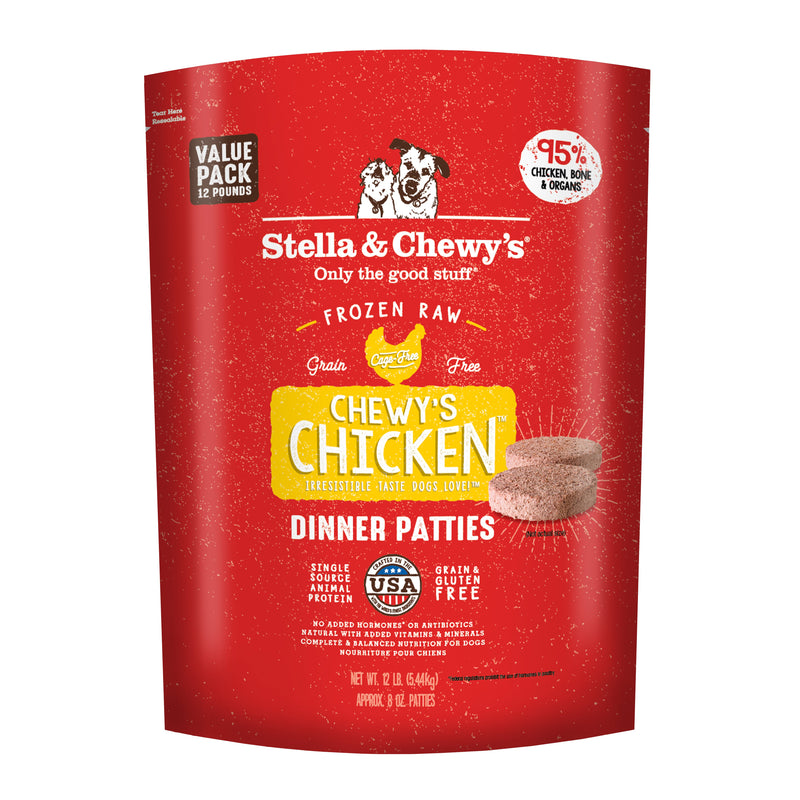 Stella and Chewy's Frozen Chicken Patties 12lb-Four Muddy Paws