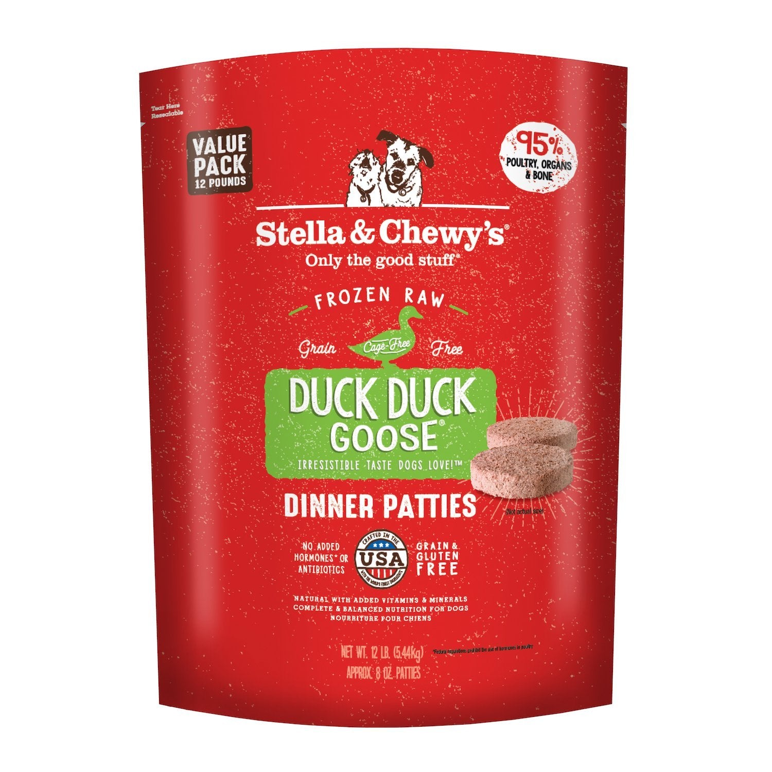 Stella and Chewy's Frozen Duck Duck Goose Patties 12lb-Four Muddy Paws