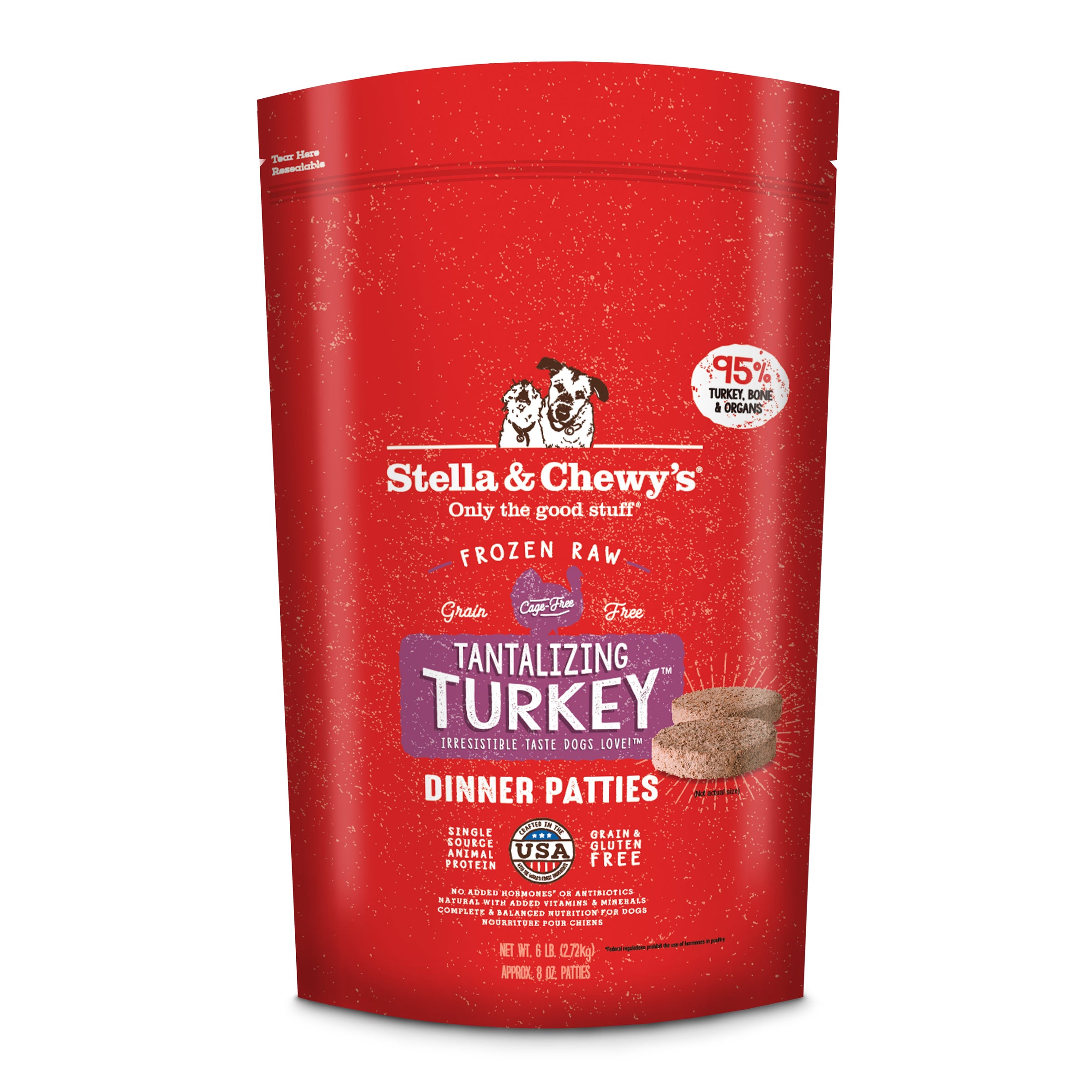 Stella and Chewy's Frozen Turkey Patties 6lb-Four Muddy Paws