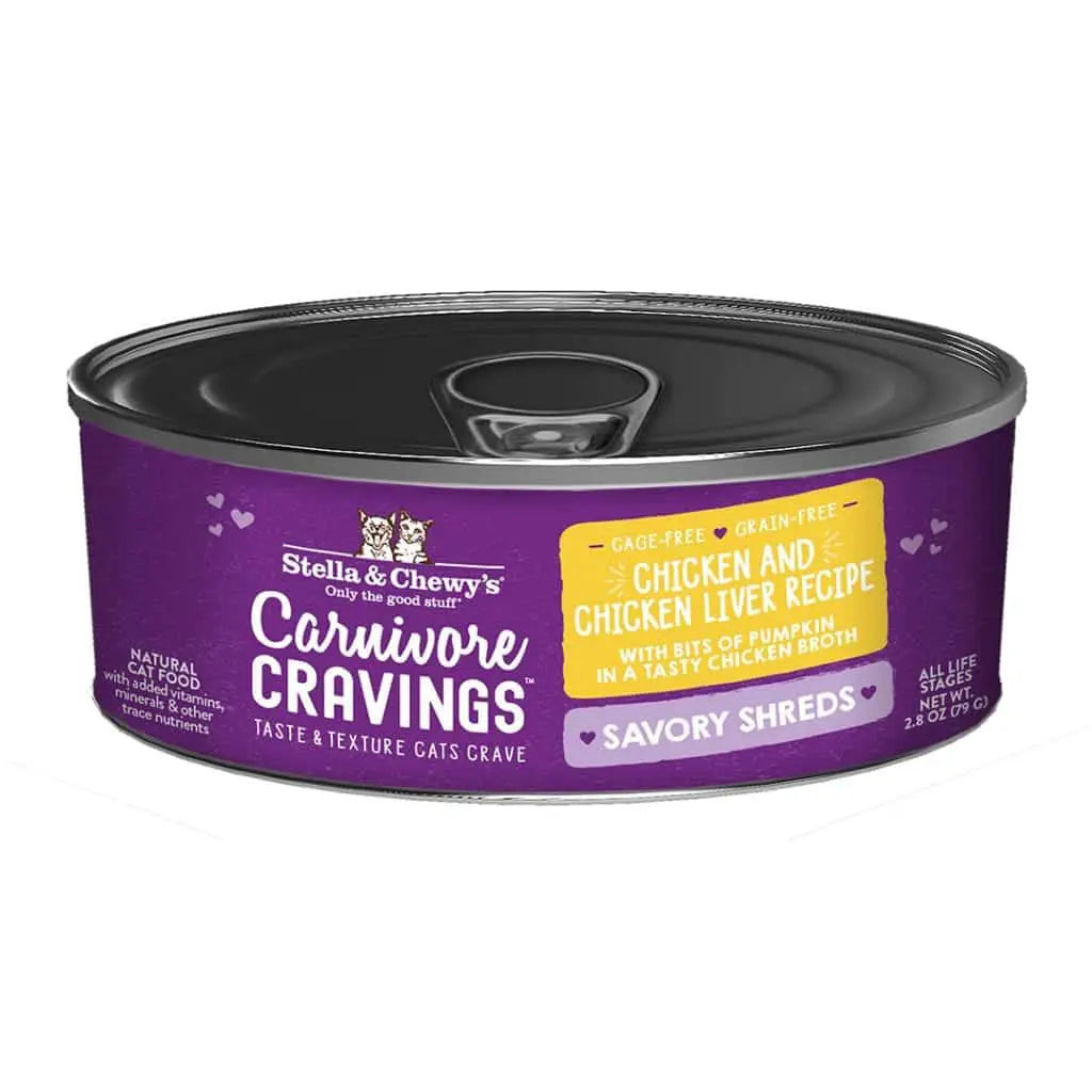 Stella and Chewy's Savory Shreds Chicken & Chicken Liver 2.8oz-Four Muddy Paws