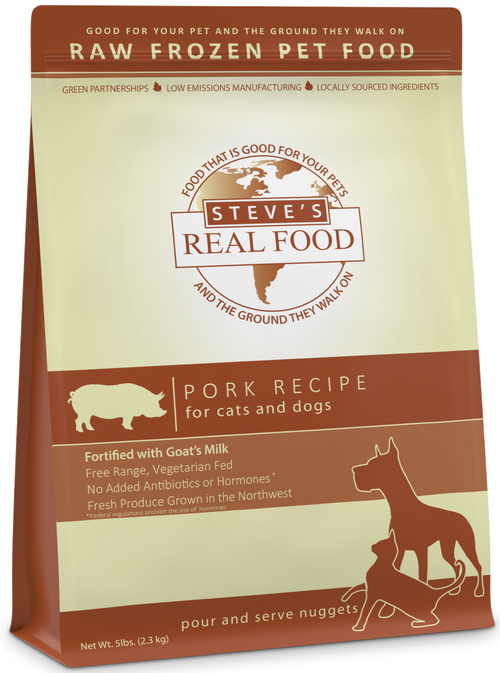 Steve's Real Food Cat Dog Frozen Pork Nuggets 5LB-Four Muddy Paws