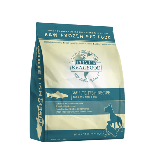 Steve's Real Food Dog Cat Frozen Whitefish Nuggets 5LB-Four Muddy Paws