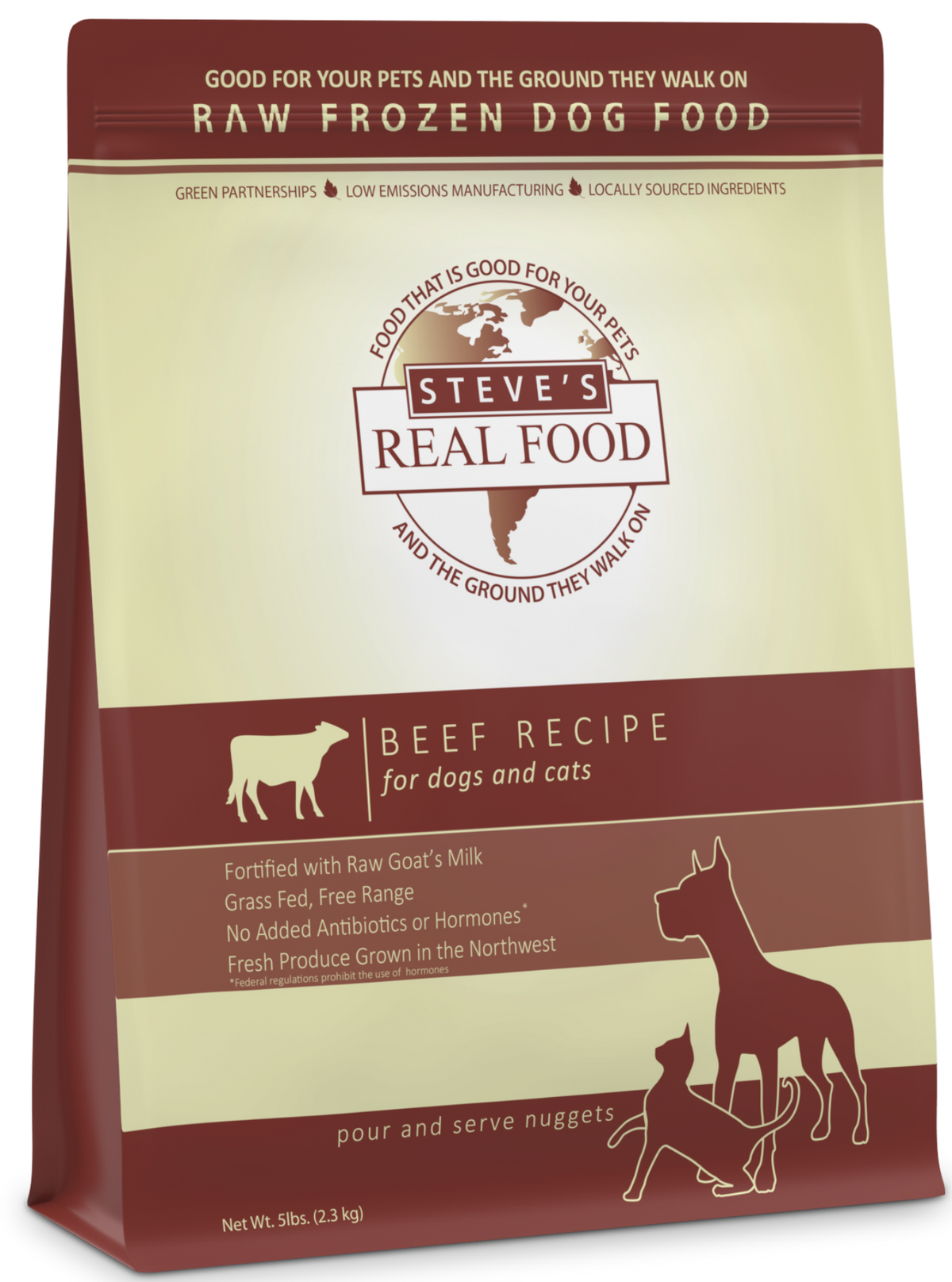Steve's Real Food Dog Frozen Beef Nuggets 5LB-Four Muddy Paws