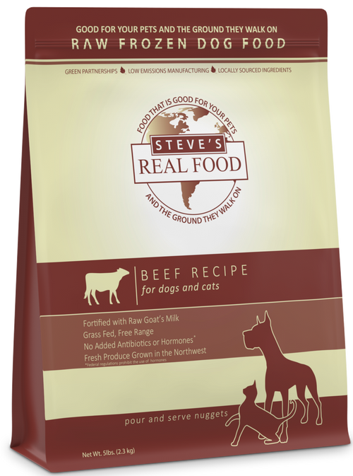 Steve's Real Food Dog Frozen Beef Nuggets 5LB-Four Muddy Paws