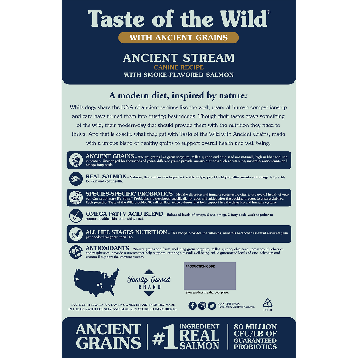 TASTE OF THE WILD Ancient Stream Dog Food 28lb-Four Muddy Paws