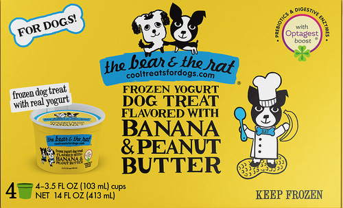 THE BEAR & THE RAT FROZEN YOGURT BANANA/PEANUT BUTTER 4PK 3.5OZ-Four Muddy Paws