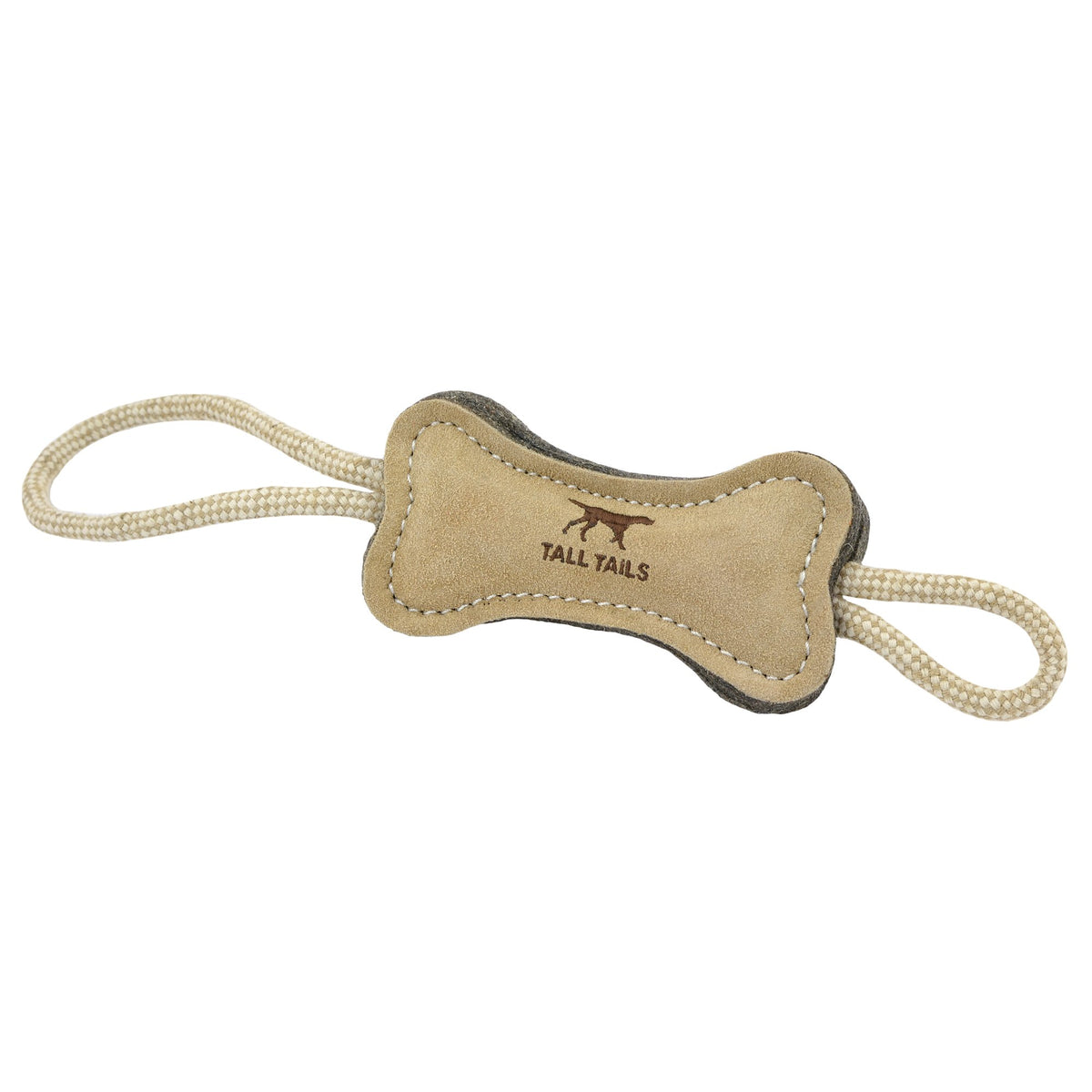 Tall Tails Dog Bone Tug Natural Leather 12"-Four Muddy Paws