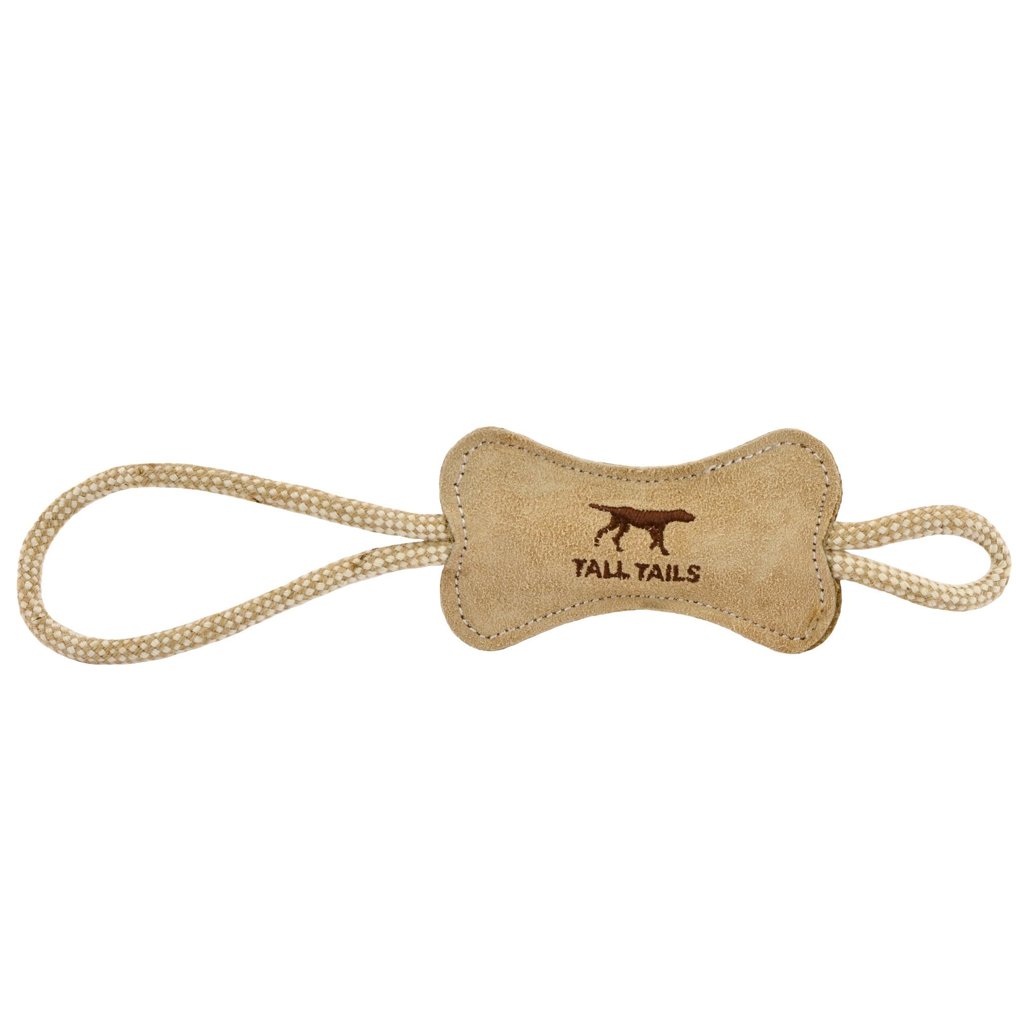 Tall Tails Dog Bone Tug Natural Leather 16"-Four Muddy Paws