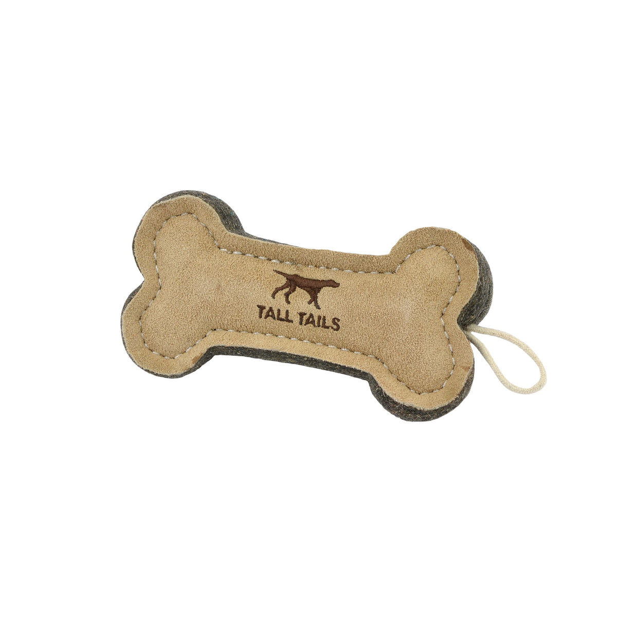 Tall Tails Dog Bone Tug Natural Leather 6"-Four Muddy Paws