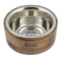 Tall Tails Dog Stainless Steel Bowl Wood 3 cup-Four Muddy Paws