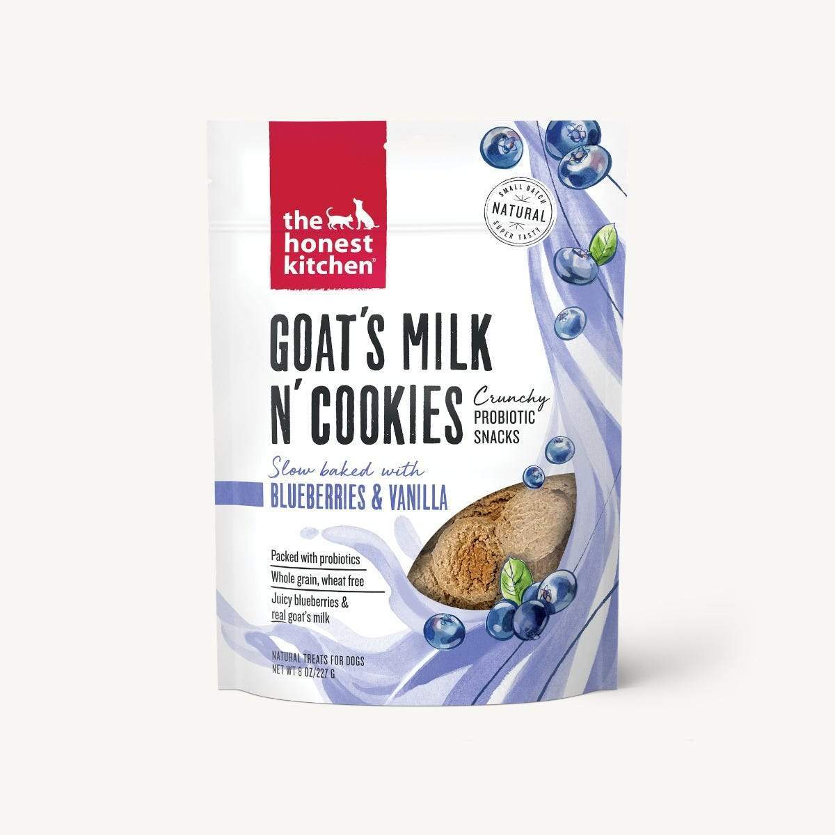 The Honest Kitchen Dog Goat's Milk N Cookies Blueberry and Vanilla 8oz-Four Muddy Paws