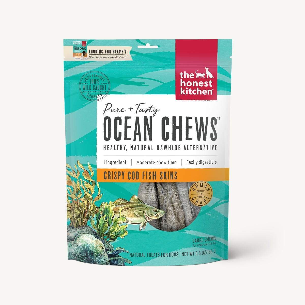 The Honest Kitchen Ocean Chews Cod Fish Skins 5.5oz-Four Muddy Paws