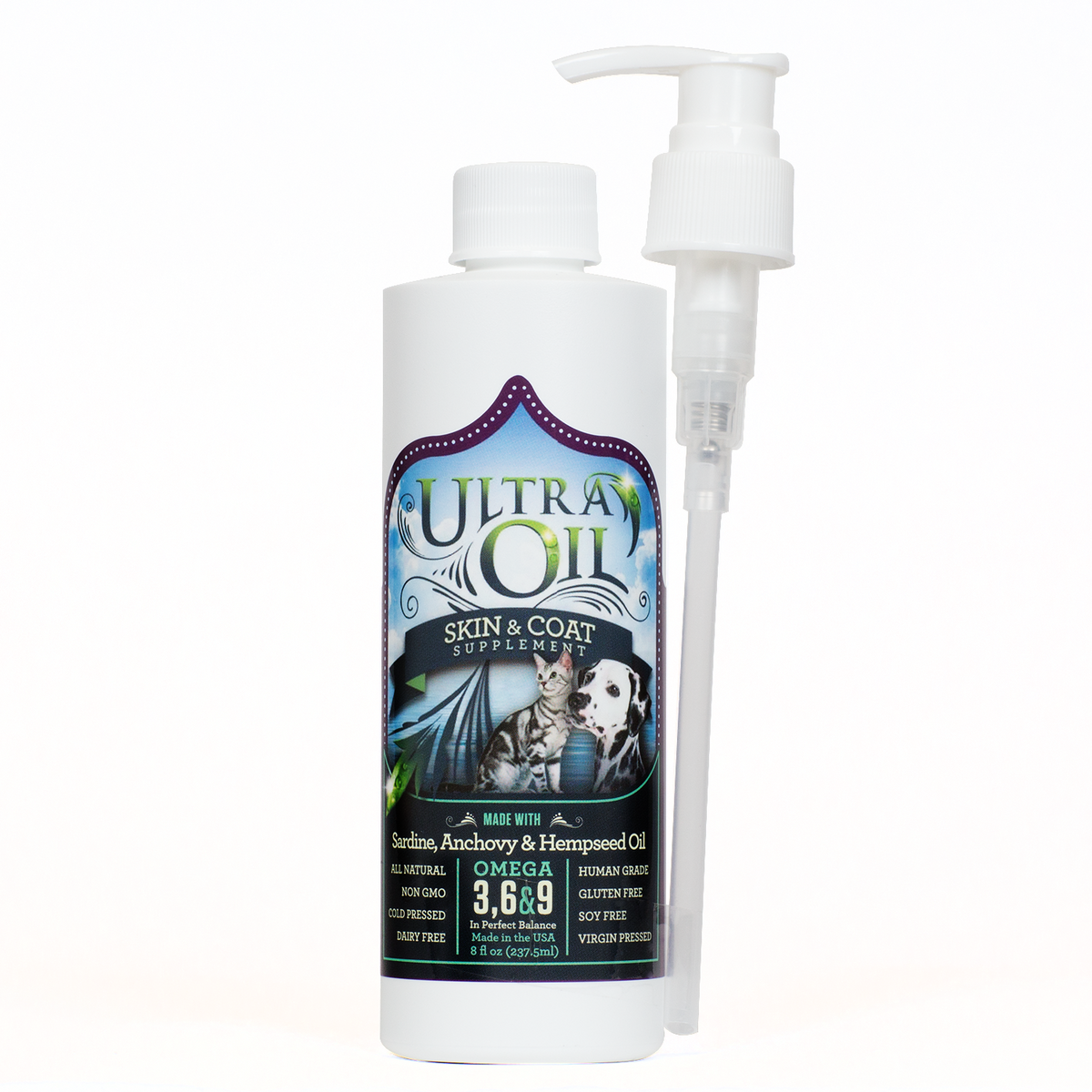 Ultra Oil for Pets Skin and Coat Supplement 8oz-Four Muddy Paws
