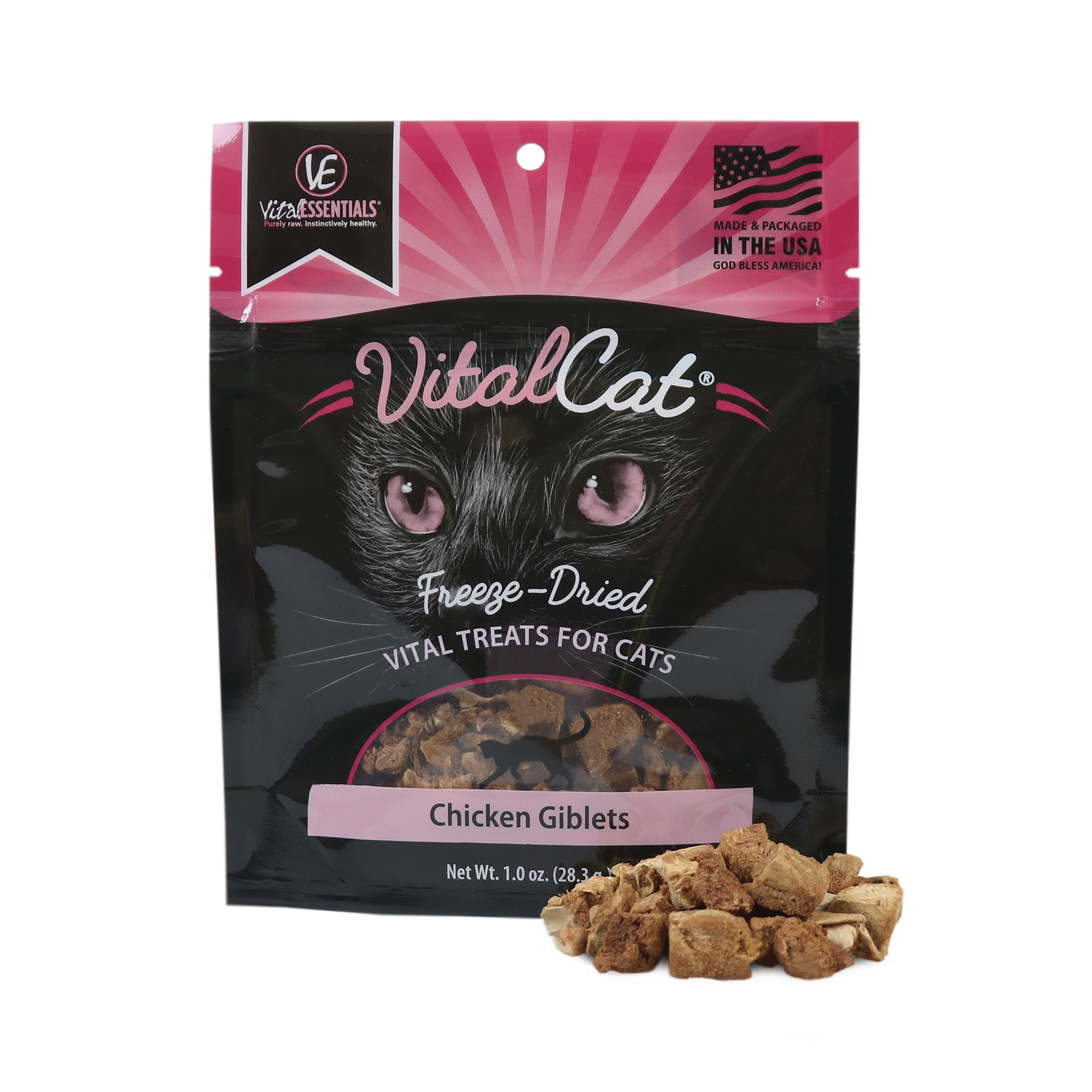 VITAL ESSENTIALS FREEZE DRIED CHICKEN GIBLET CAT TREAT 1OZ-Four Muddy Paws