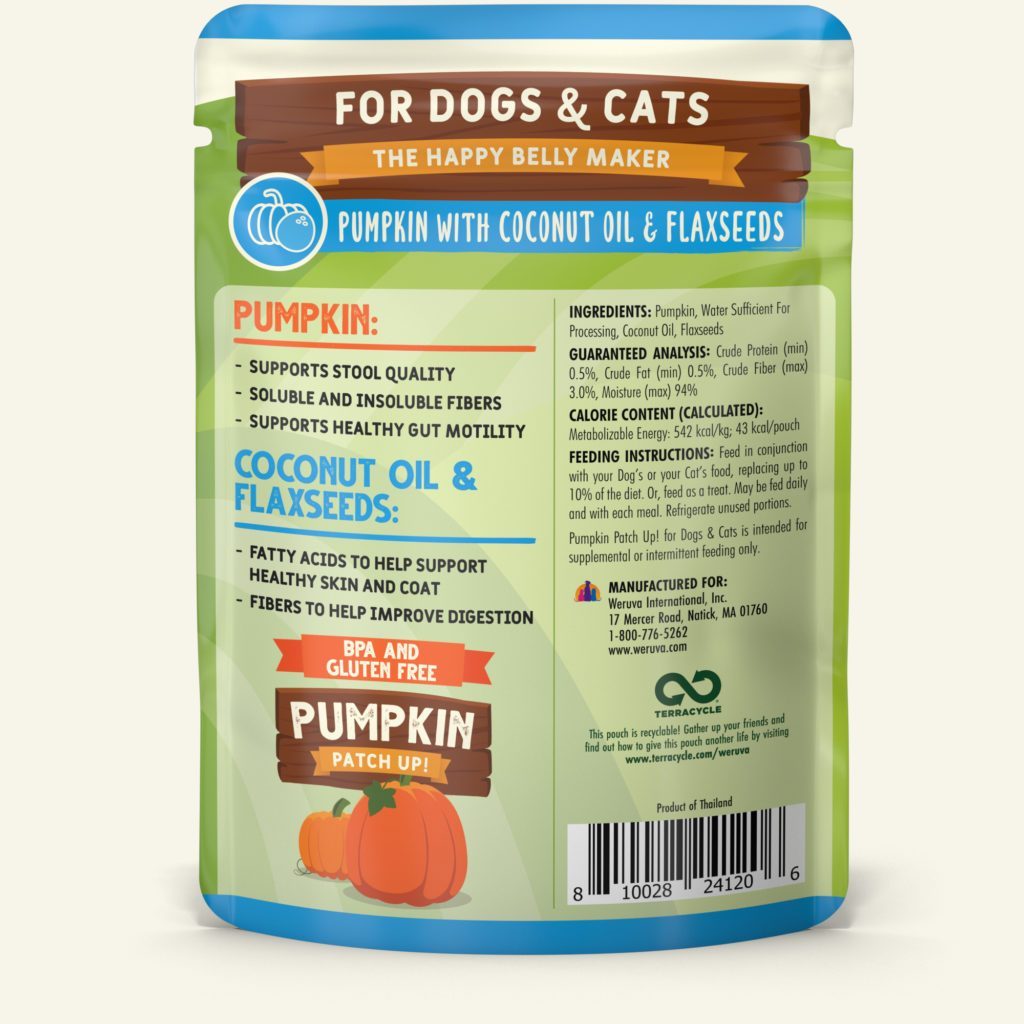 WERUVA DOG AND CAT POUCHES PUMPKIN PATCH COCONUT AND FLAXSEEDS 2.8oz-Four Muddy Paws