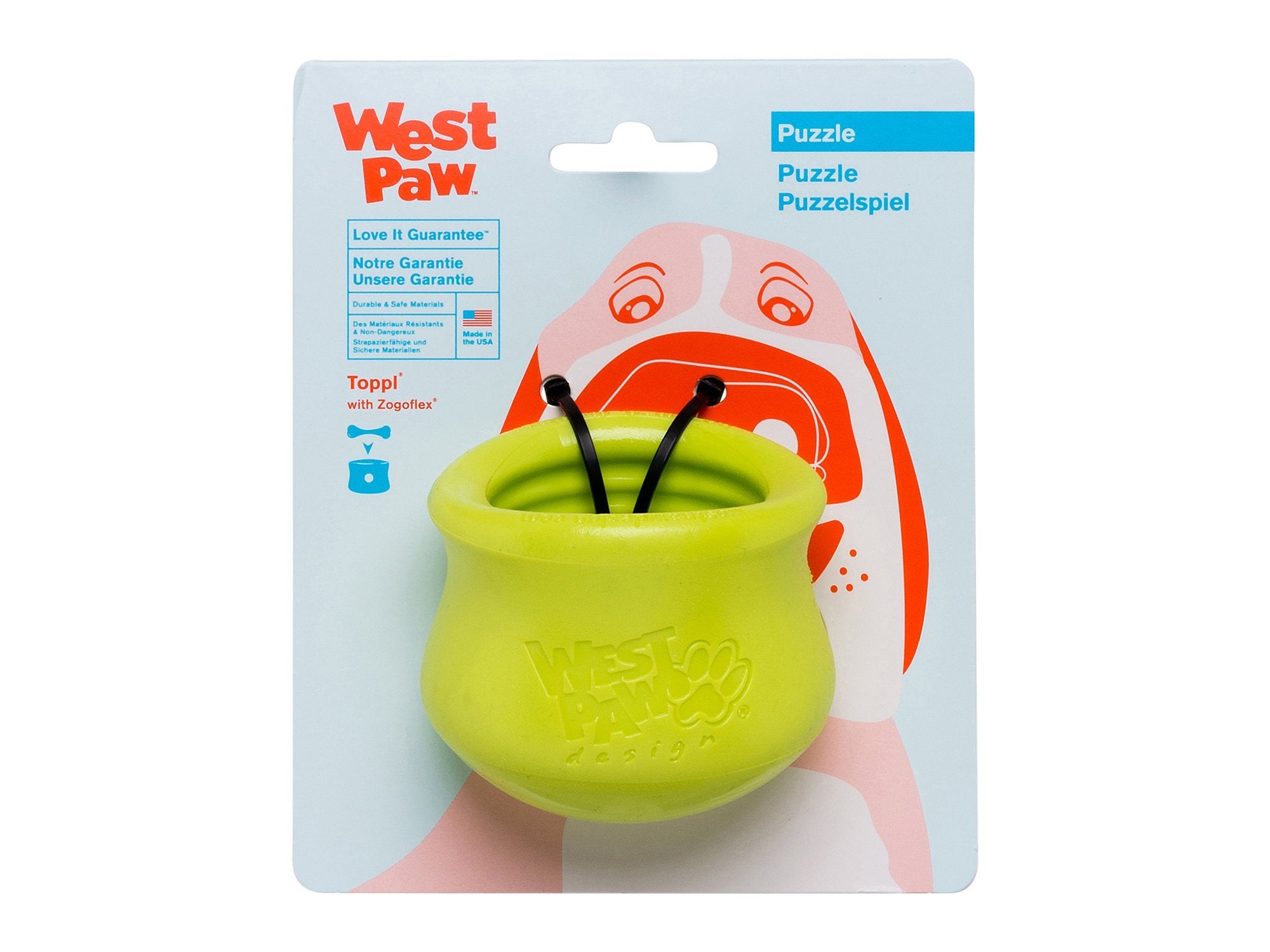 WEST PAW TOPPL ZOGO FLEX TOY GREEN SMALL-Four Muddy Paws