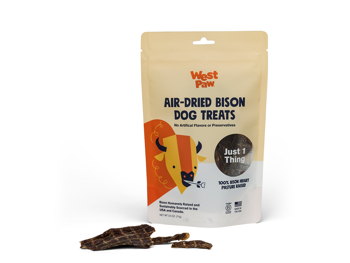West Paw Air Dried Bison Heart Dog Treats 2.5OZ-Four Muddy Paws