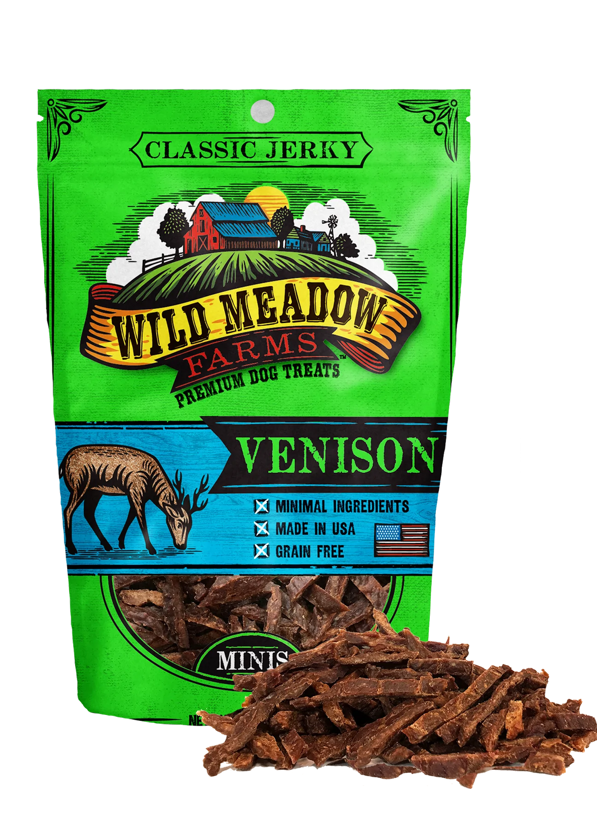 Wild Meadow Classic Venison Minis 3.5oz-Four Muddy Paws