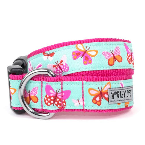 Worthy Dog Butterflies Collar MED-Four Muddy Paws